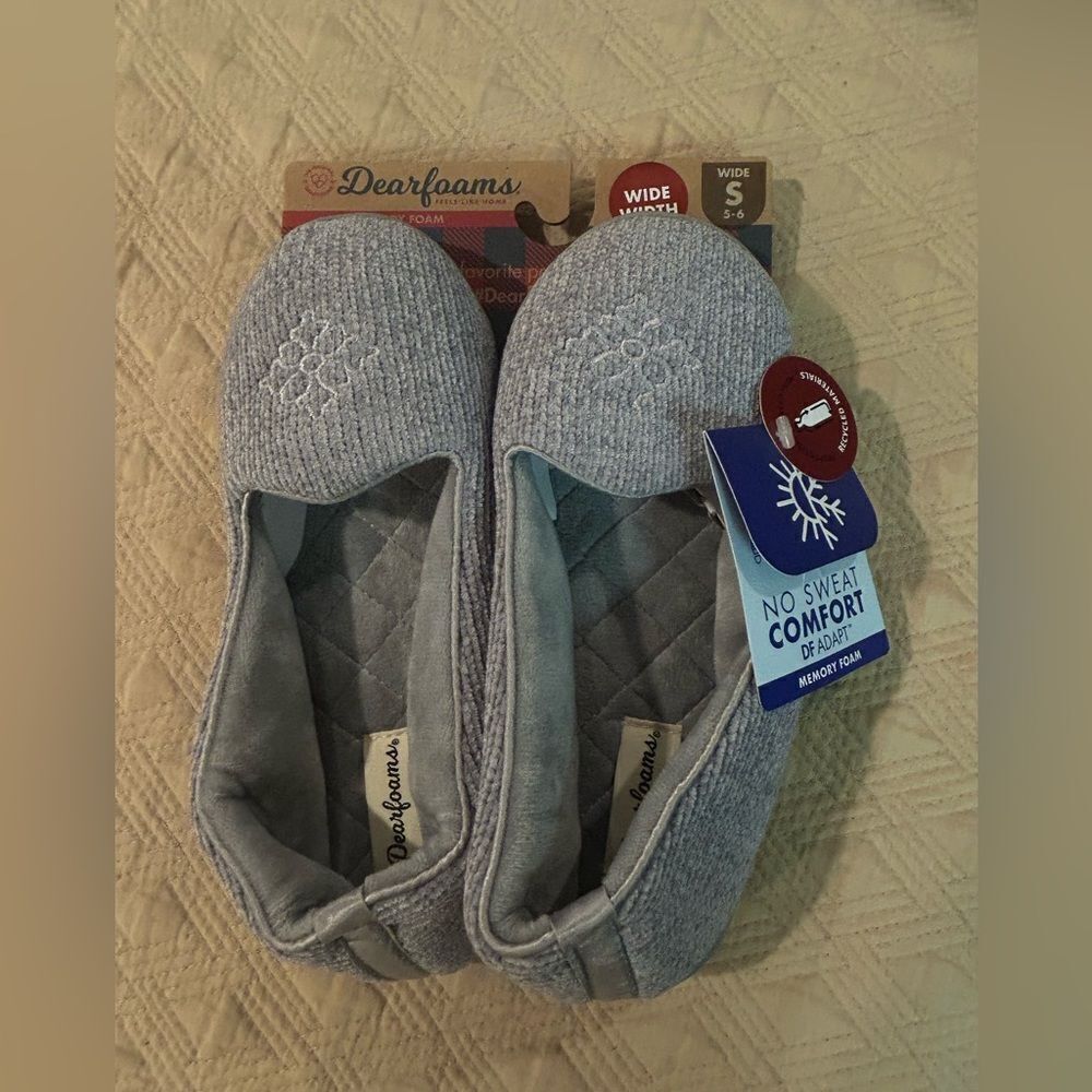 Dearfoams Gray Memory Foam Slippers
